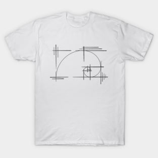 Golden Ratio - Reticle Lines - Fibonacci Spiral T-Shirt